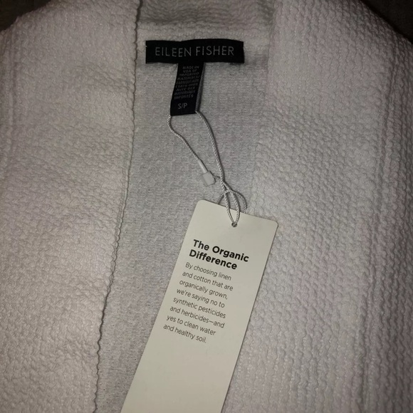 Eileen Fisher Womens Jacket White Size S/P Textured Side-Slit $258 - Picture 7 of 9